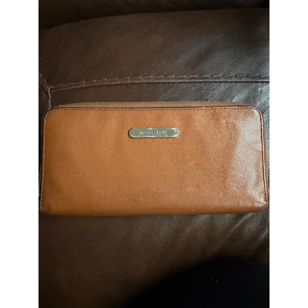 Michael Kors Jet Set Continental‎ Wallet Luggage Brown Saffiano Leather